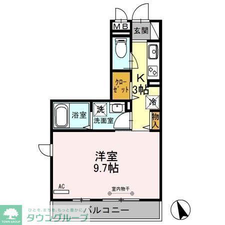 ロイヤルヒル三郷(1K/2階)の間取り写真