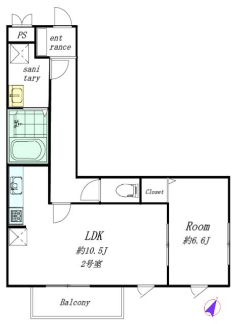 MAISON SA VIII(1LDK/2階)の間取り写真
