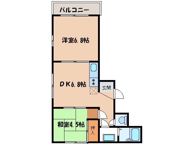 藤崎カステリア(2DK/4階)の間取り写真