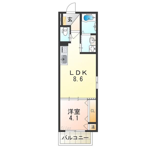 メゾンルシーヌ矢田(1LDK/1階)の間取り写真