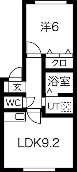 パレシオ発寒4(1LDK/1階)の間取り写真