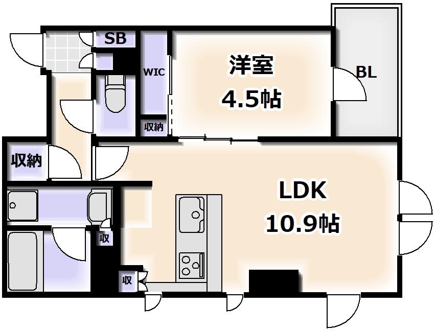 CITY CURRENT TENNOJI BROADシティカレント天(1LDK/2階)の間取り写真