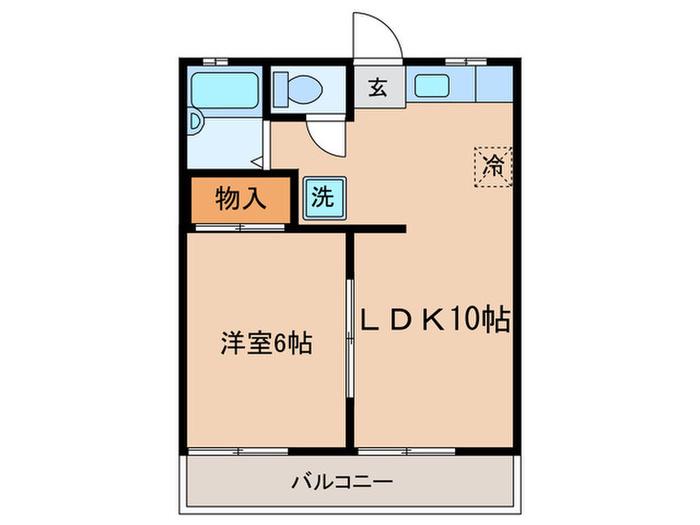 Kハイム(1LDK/2階)の間取り写真