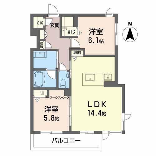 ハイグランド覚王山(2LDK/2階)の間取り写真
