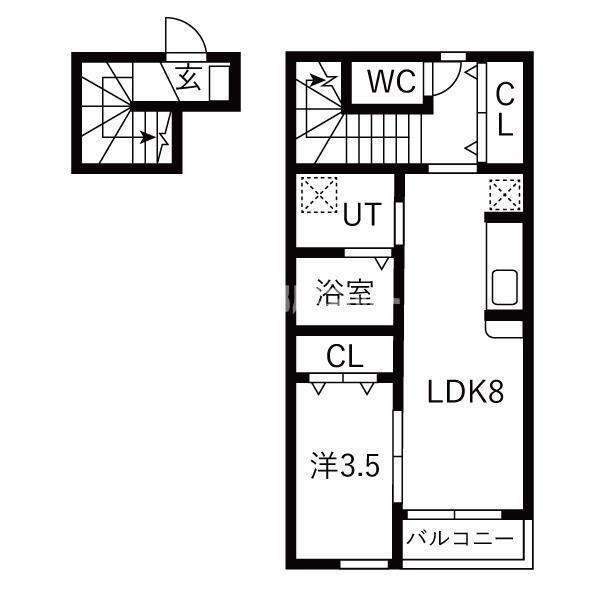 グランクラス3(1LDK/2階)の間取り写真