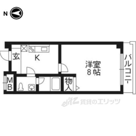 ランブラス桂 水築町(1K/3階)の間取り写真