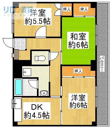 ビレッジハウス山本(3DK/4階)の間取り写真