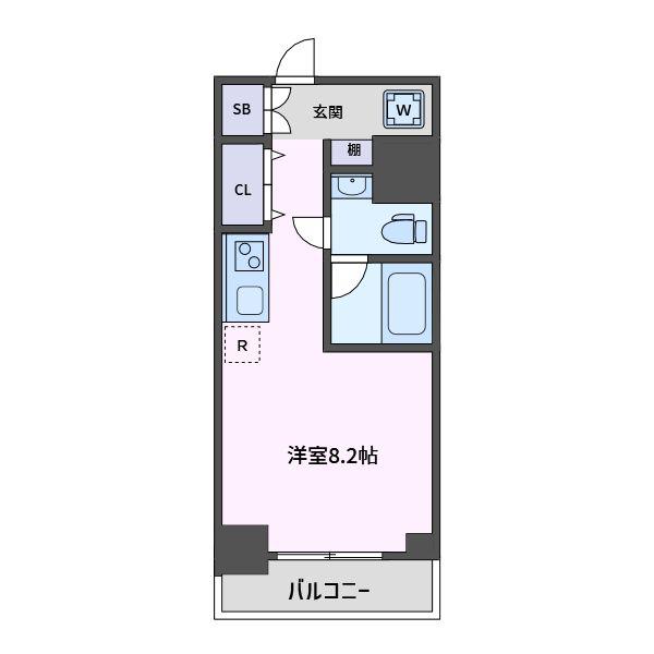 スパシエウインド横浜(ワンルーム/8階)の間取り写真
