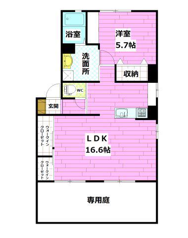 レーヴィンス稲葉(1LDK/1階)の間取り写真