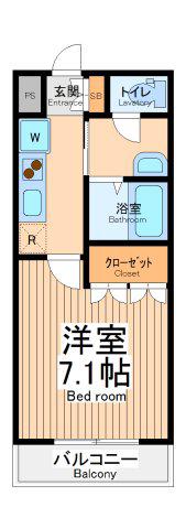 グランドロータス聖蹟(1K/1階)の間取り写真