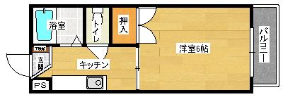 アブニール洋光台B棟(1K/1階)の間取り写真