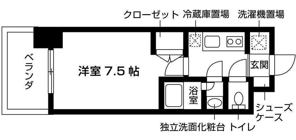 グランハイム山手通(1K/12階)の間取り写真