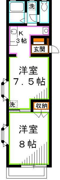 あびたしおん三鷹(2K/1階)の間取り写真