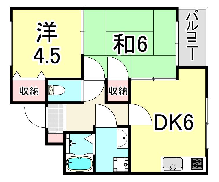 スペリティー岡山5番館(2DK/4階)の間取り写真