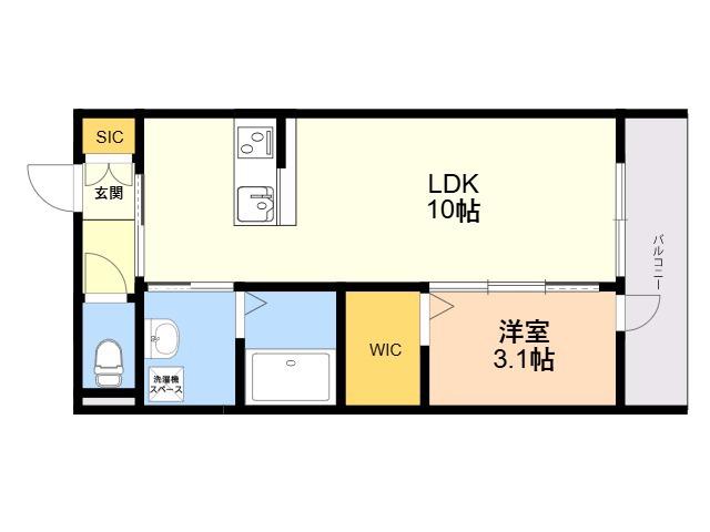 アウリイ次郎丸Ⅰ(1LDK/2階)の間取り写真