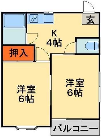 ヒルズ青葉台(2K/1階)の間取り写真