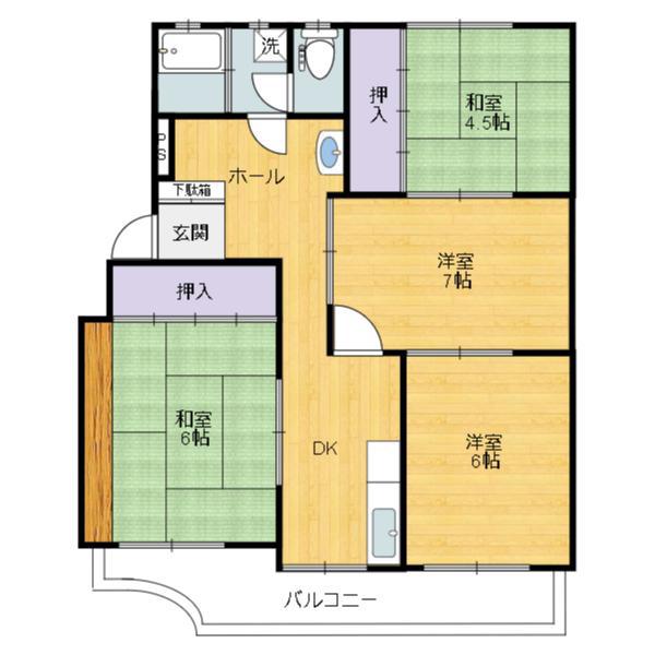 和田マンション(4DK/2階)の間取り写真