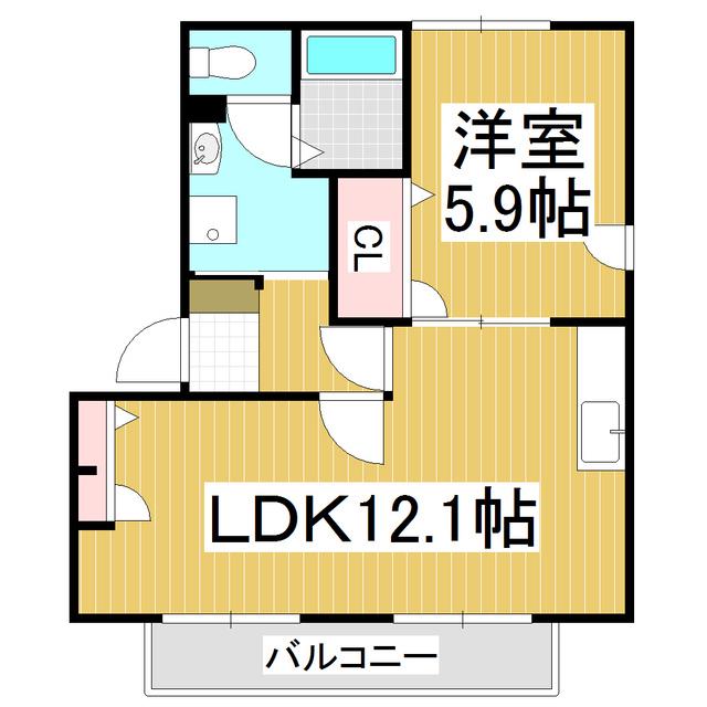 バリュージュ広丘C棟(1LDK/1階)の間取り写真