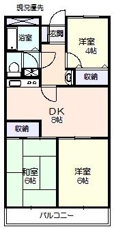 スカイハイツくにびき(3DK/1階)の間取り写真