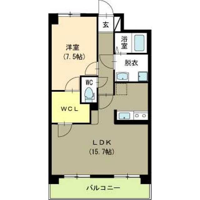 パークハイツ美咲(1LDK/4階)の間取り写真