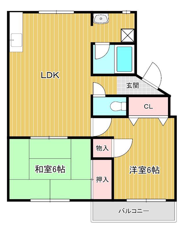 サンヴェルジュIV(2LDK/1階)の間取り写真