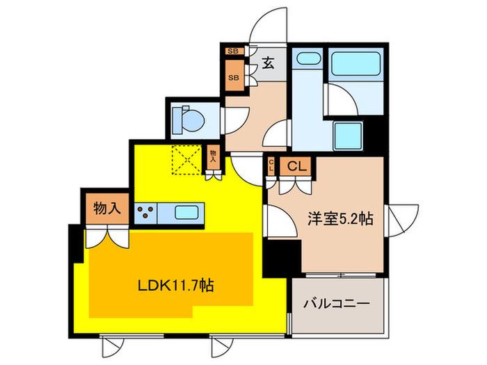 ブランズ三鷹(1LDK/12階)の間取り写真
