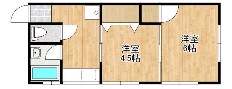 コーポ日建(2K/2階)の間取り写真
