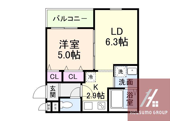 CHARME PARKSIDE II(1LDK/2階)の間取り写真