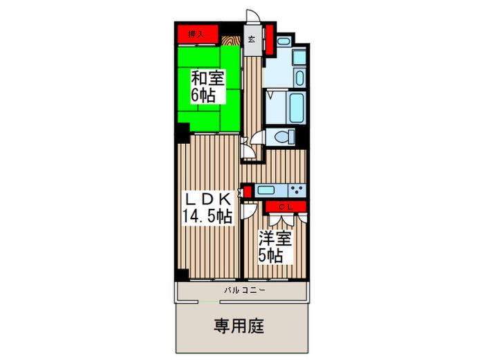 ラミアール春日部(2LDK/1階)の間取り写真