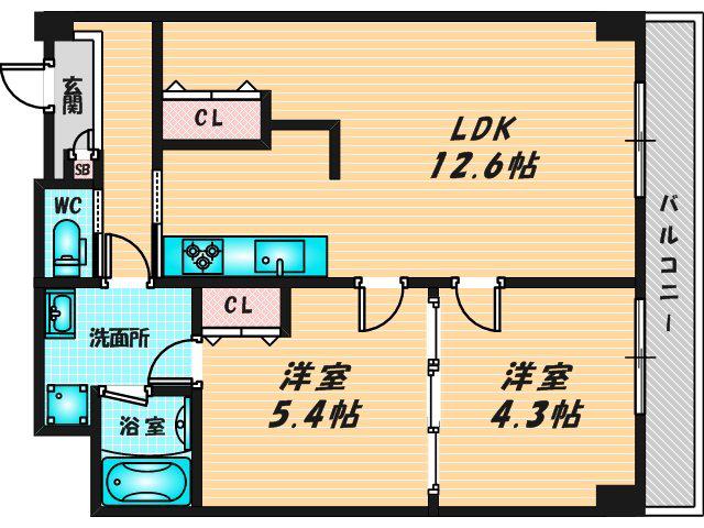 LUVIAS上小阪(2LDK/6階)の間取り写真