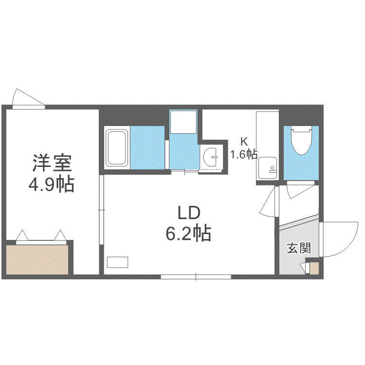 KRG澄川(1LDK/4階)の間取り写真