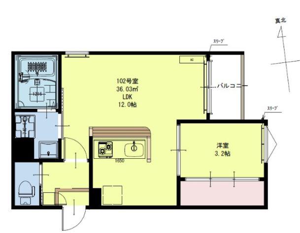 REGALEST卸町PRIME(1LDK/2階)の間取り写真