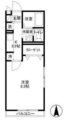 ルミエールK(1K/2階)の間取り写真