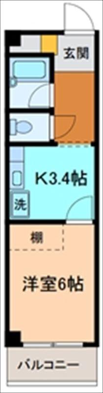 マーメゾン米泉(1DK/2階)の間取り写真