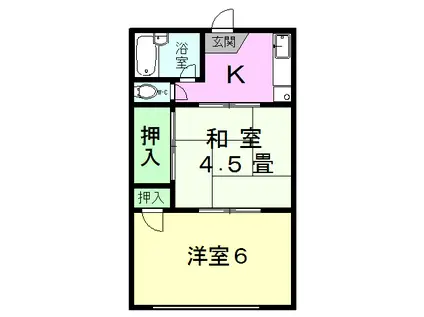 リバーハイツ(2K/2階)の間取り写真