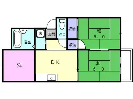 メゾン栄谷I(3DK/2階)の間取り写真