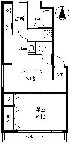 玉井マンション(1DK/1階)の間取り写真