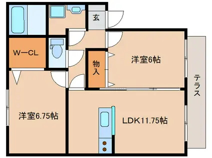 リビングタウン四条大路(2LDK/1階)の間取り写真