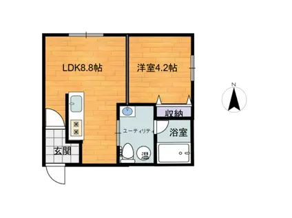 エルムハイツ(1LDK/1階)の間取り写真