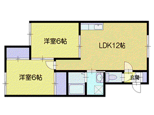 メゾン朝里267(2LDK/2階)の間取り写真