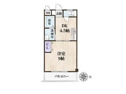 リバティヒルズI(1DK/3階)の間取り写真