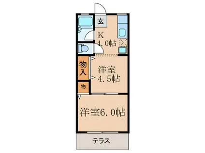 寺田ガーデンハイツ1番館(2K/1階)の間取り写真