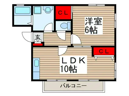ＪＲ埼京線 武蔵浦和駅 徒歩6分 2階建 築22年(1LDK/2階)の間取り写真