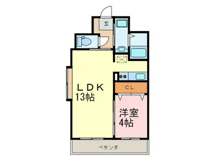 戸畑駅前銀座ビル(1LDK/2階)の間取り写真