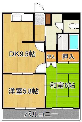 エクシード菊入(2DK/3階)の間取り写真