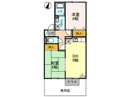 セジュールソシアII(2DK/1階)の間取り写真