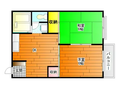 フェリスマンション2(2DK/1階)の間取り写真