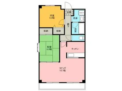 ロイヤルヴェール山下(2LDK/7階)の間取り写真