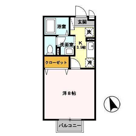 さくらヒルズ(1K/2階)の間取り写真