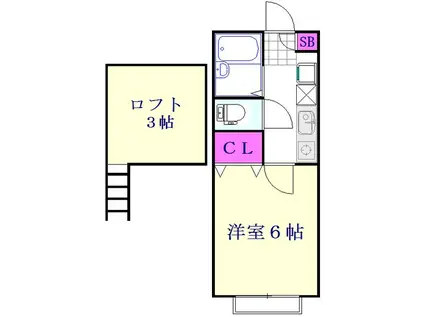 ヴィラ リベルタ(1K/2階)の間取り写真